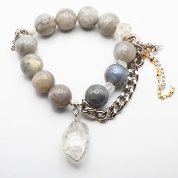 Silver Labradorite with a Herkimer Diamond Pendant