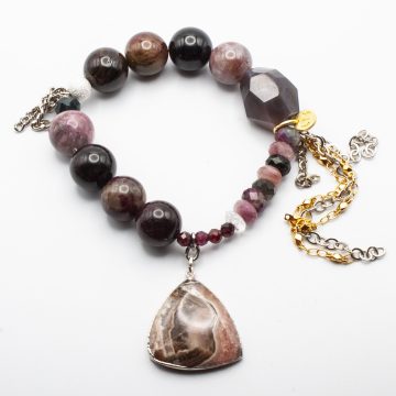 Pink Tourmaline with an Agate Pendant