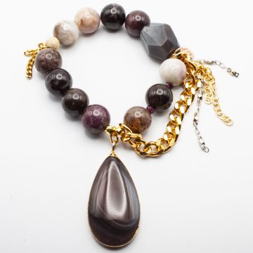 Pink Tourmaline with an Agate Pendant