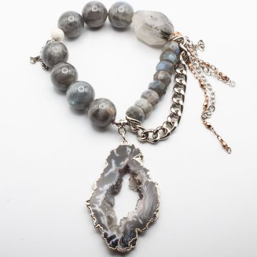 Silver Labradorite with a Sliced Geode Pendant