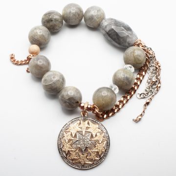 Silver Labradorite with a Diamond Star Pendant