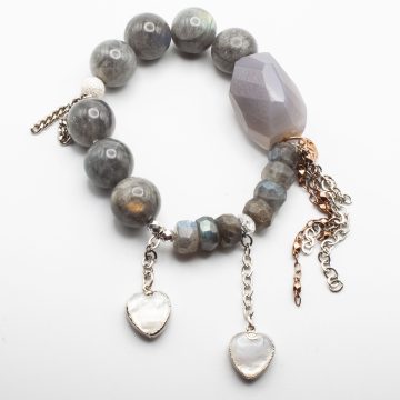 Silver Labradorite with an Abalone Heart Waterfall
