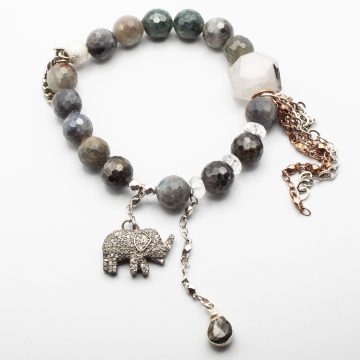 Silver Sapphires with a Diamond Elephant