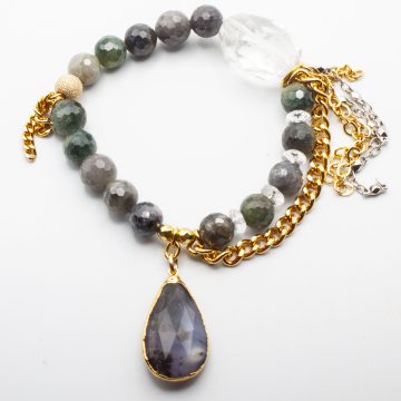 Silver Sapphires with an Opal Pendant