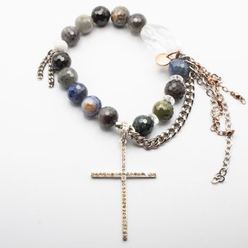 Silver Sapphires with a Diamond Cross