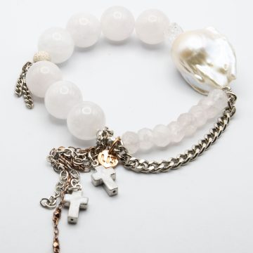 Rose Quartz with a Baroque Pearl