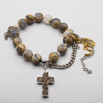 Blue Chalcedony with a Druzy Cross