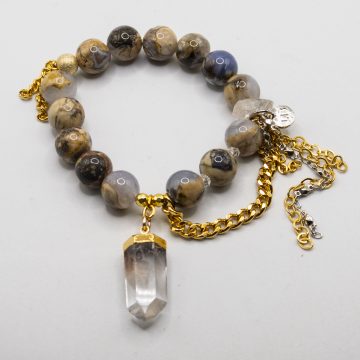 Blue Chalcedony with a Manifesting Crystal