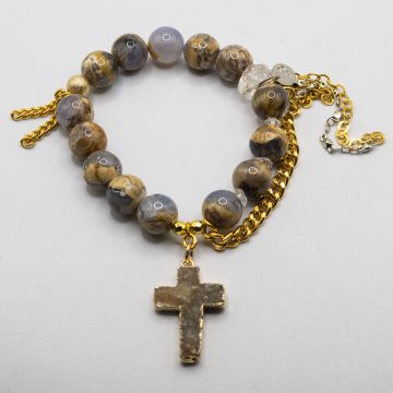 Blue Chalcedony  with a Druzy Cross
