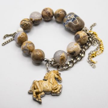 Blue Chalcedony a Horse Pendant