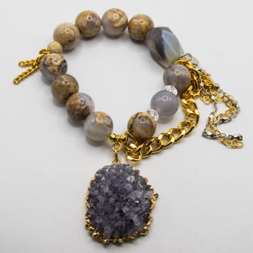 Blue Chalcedony an Amethyst Flower