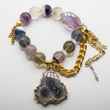 Rainbow Fluorite with a Solar Quartz Pendant