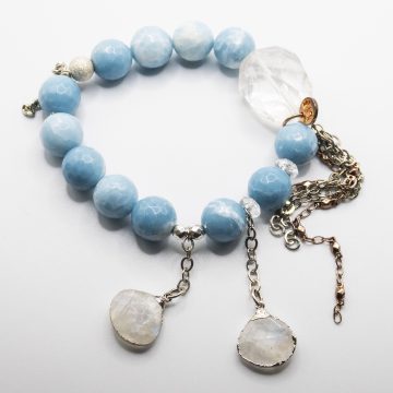 Blue Jasper with a Moonstone Waterfall