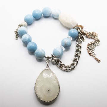 Blue Jasper with a Solar Quartz Pendant