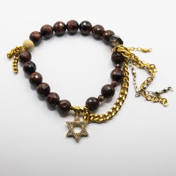 Tiger's Eye with a Star of David Charm