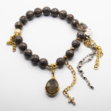 Brown Jasper with a Smoky Quartz and a Crystal Cross