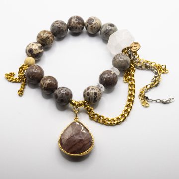 Porcelain Jasper with a Strawberry Quartz Pendant