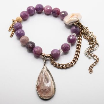 Raw Rubies with an Agate Pendant