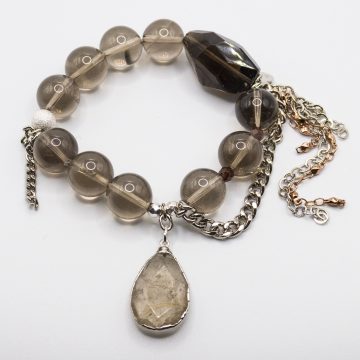 Smoky Quartz with an Golden Rutilated Quartz Crystal Pendant