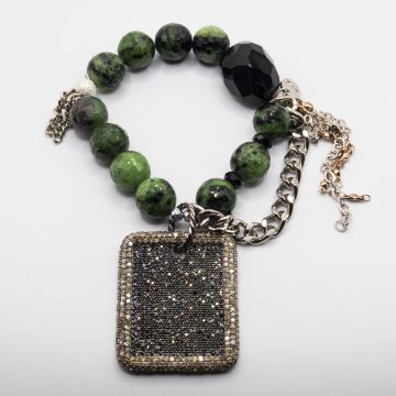 Ruby Zoistite with a Diamond Dog Tag