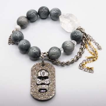 Eagle Eye with a Large Diamond Skull Pendant