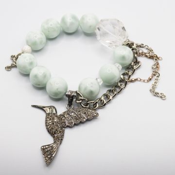 Angelite with a Diamond Hummingbird