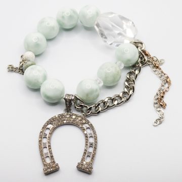 Angelite with a Diamond Horseshoe