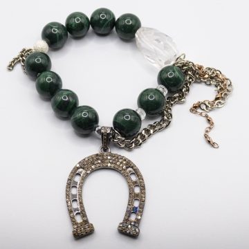 Malachite with a Diamond Horseshoe Pendant