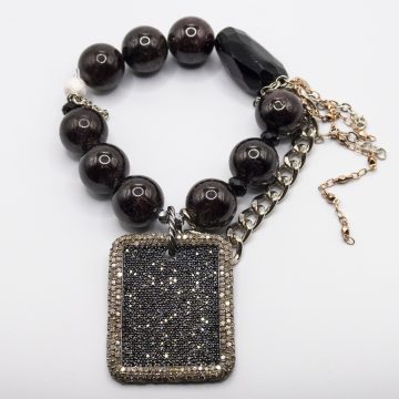 Garnets with a Large Diamond Dog Tag