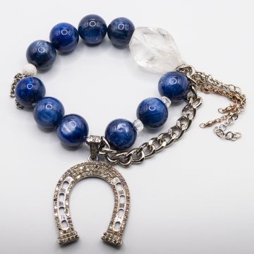Blue Kyanite with a Diamond Horseshoe  Pendant