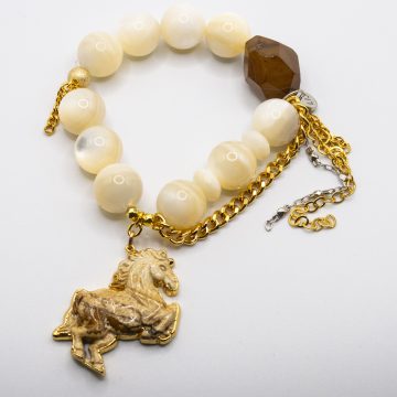 Creamy Abalone with a Fossilized Jasper Horse