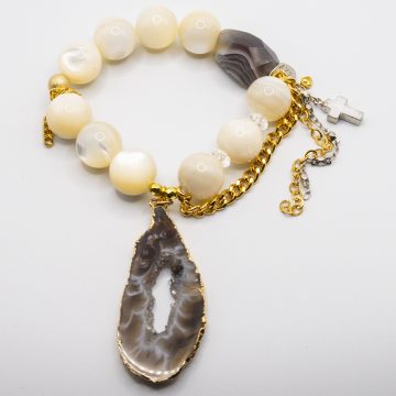 Creamy Abalone with a Sliced Geode Pendant
