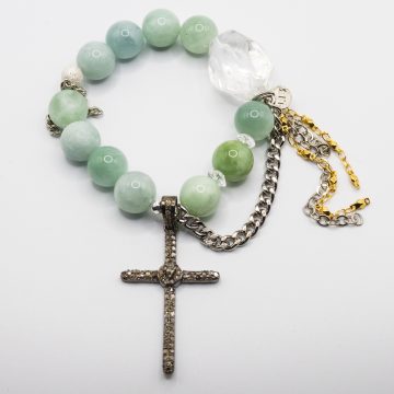Jade with a Diamond Cross Pendant