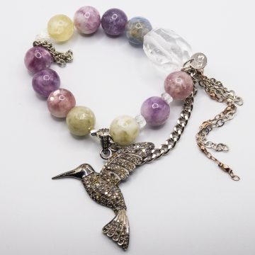 MultiColored Mica with a Diamond Hummingbird