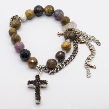 Multicolored Sapphires with a Druzy Cross