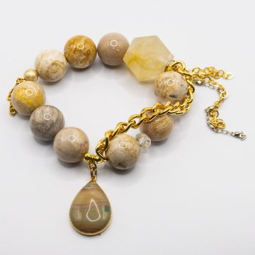 Fossilized Coral with an Agate Pendant