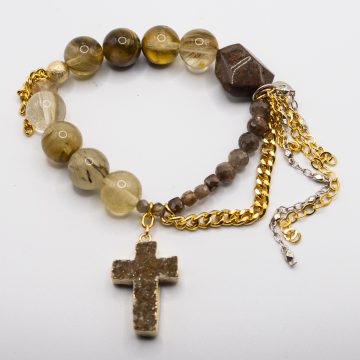 Fire Agate with a Druzy Cross