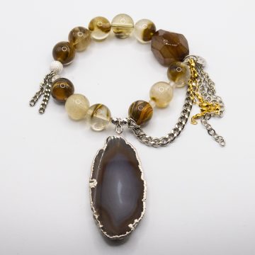 Fire Agate with a Sliced Agate Pendant