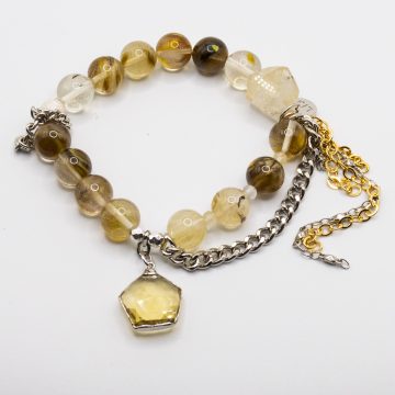 Fire Agate with a Lemon Quartz Pendant