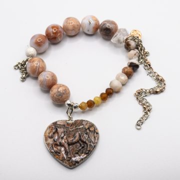 Flower Agate with a Rhodochrosite Carved Horse