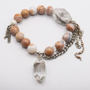 Flower Agate with a Manifesting Crystal