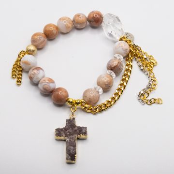 Flower Agate with a Druzy Cross
